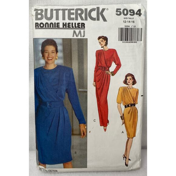 Vintage Lot of 5 Dress Butterick Sewing Patterns Woman Multi Sizes - Picture 5 of 5